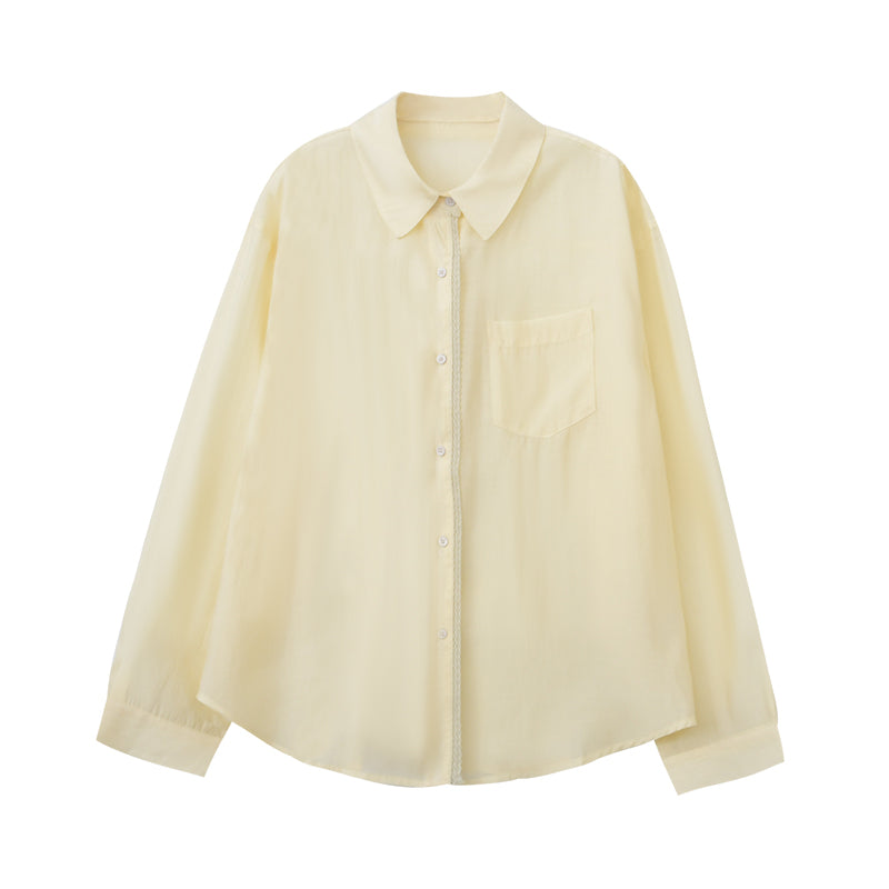 Sheer Shirt With Rounded Hem & Tube Cami Top