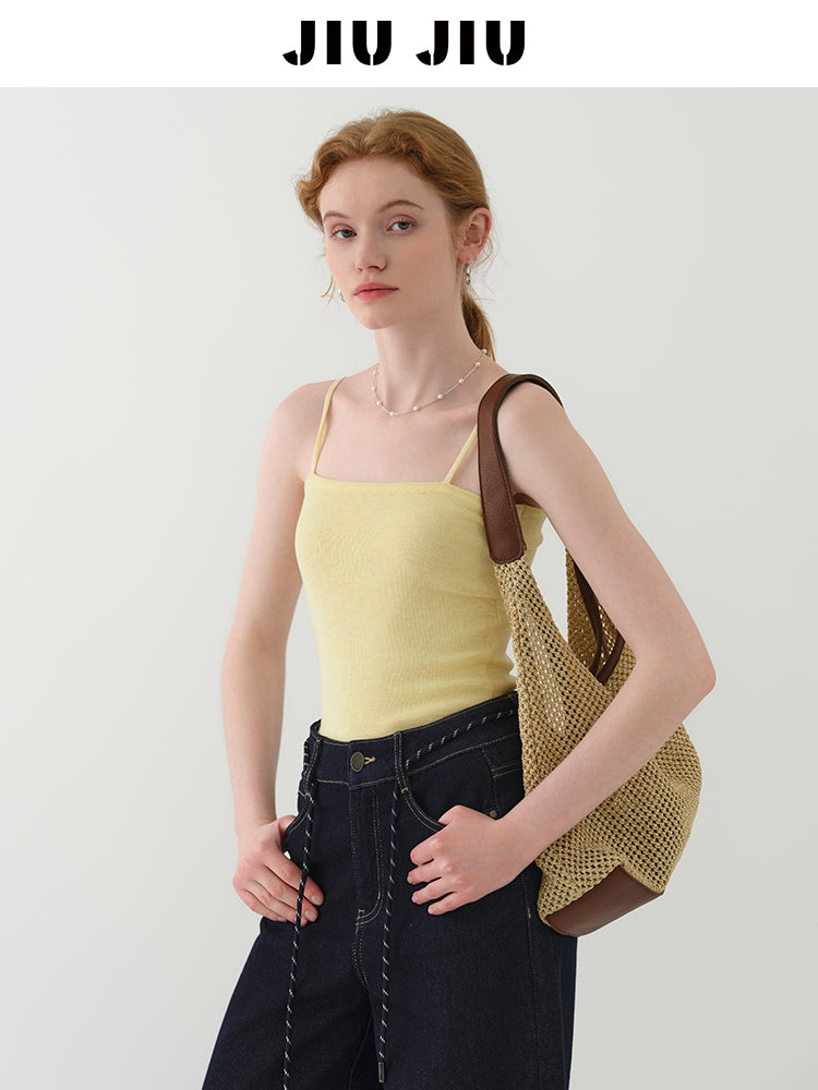 Sheer Shirt With Rounded Hem & Tube Cami Top