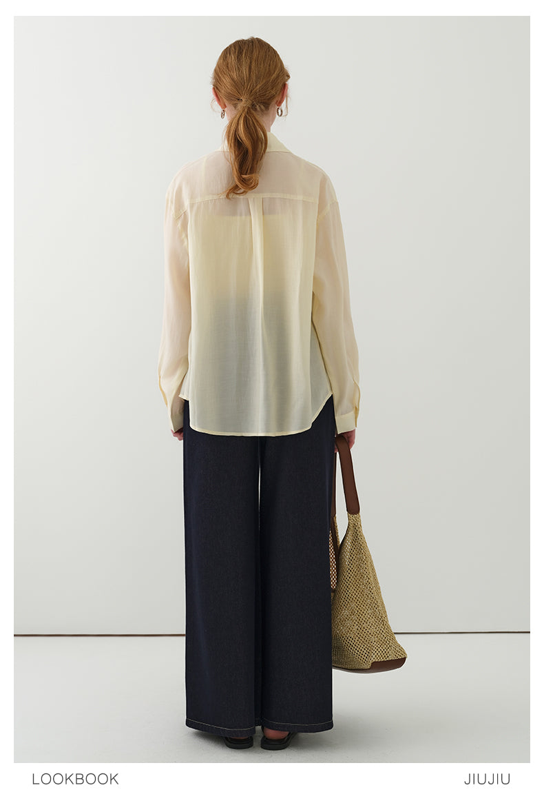 Sheer Shirt With Rounded Hem & Tube Cami Top