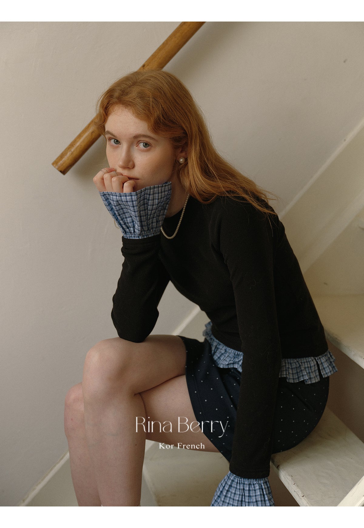 Slim Fit Raglan Top With Plaid Flared Cuffs