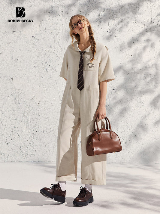 Sailor Collar Short-Sleeve Jumpsuit