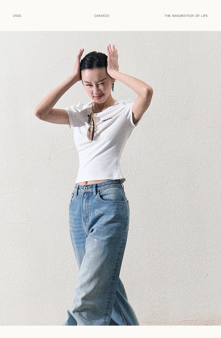 Lap Shoulder Basic T-Shirt