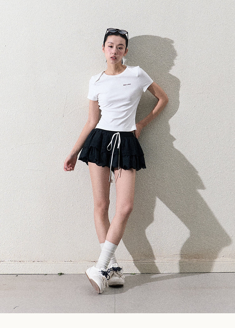 Lap Shoulder Basic T-Shirt