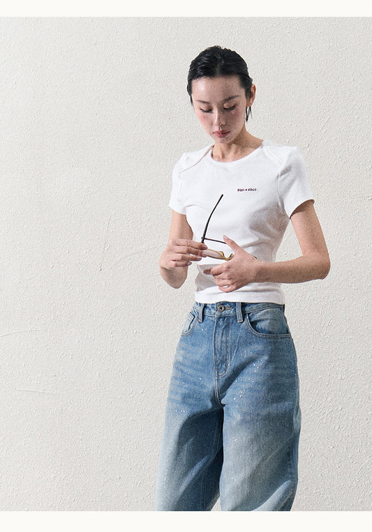 Lap Shoulder Basic T-Shirt