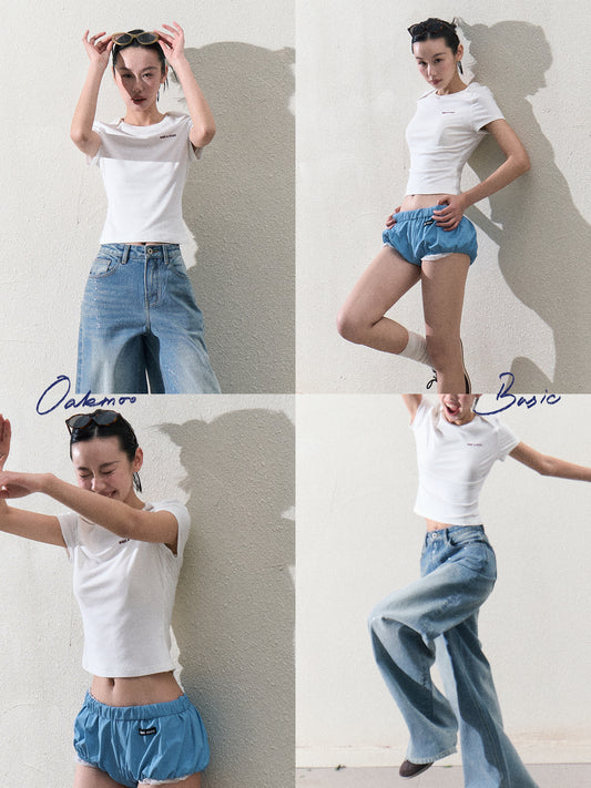 Lap Shoulder Basic T-Shirt