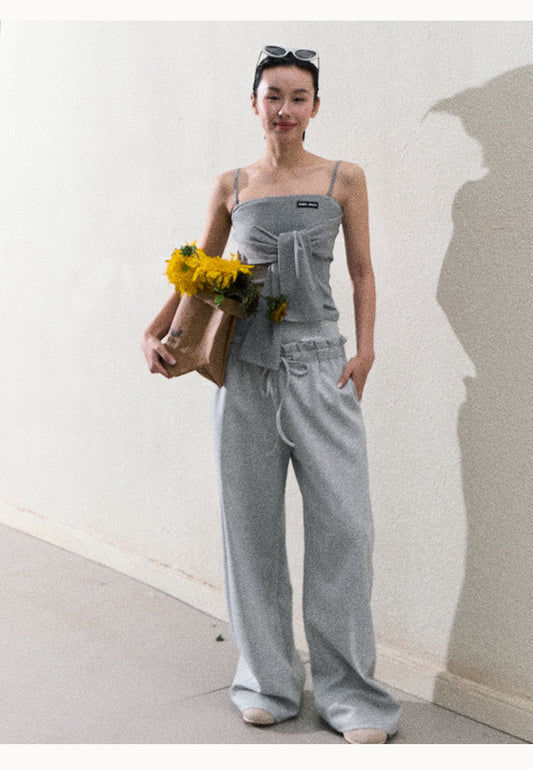 Casual Paperbag Wide-Leg Pants
