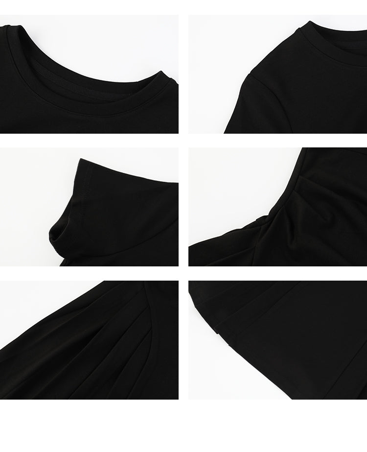 Minimalist T-Shirt Dress With Side Pleats