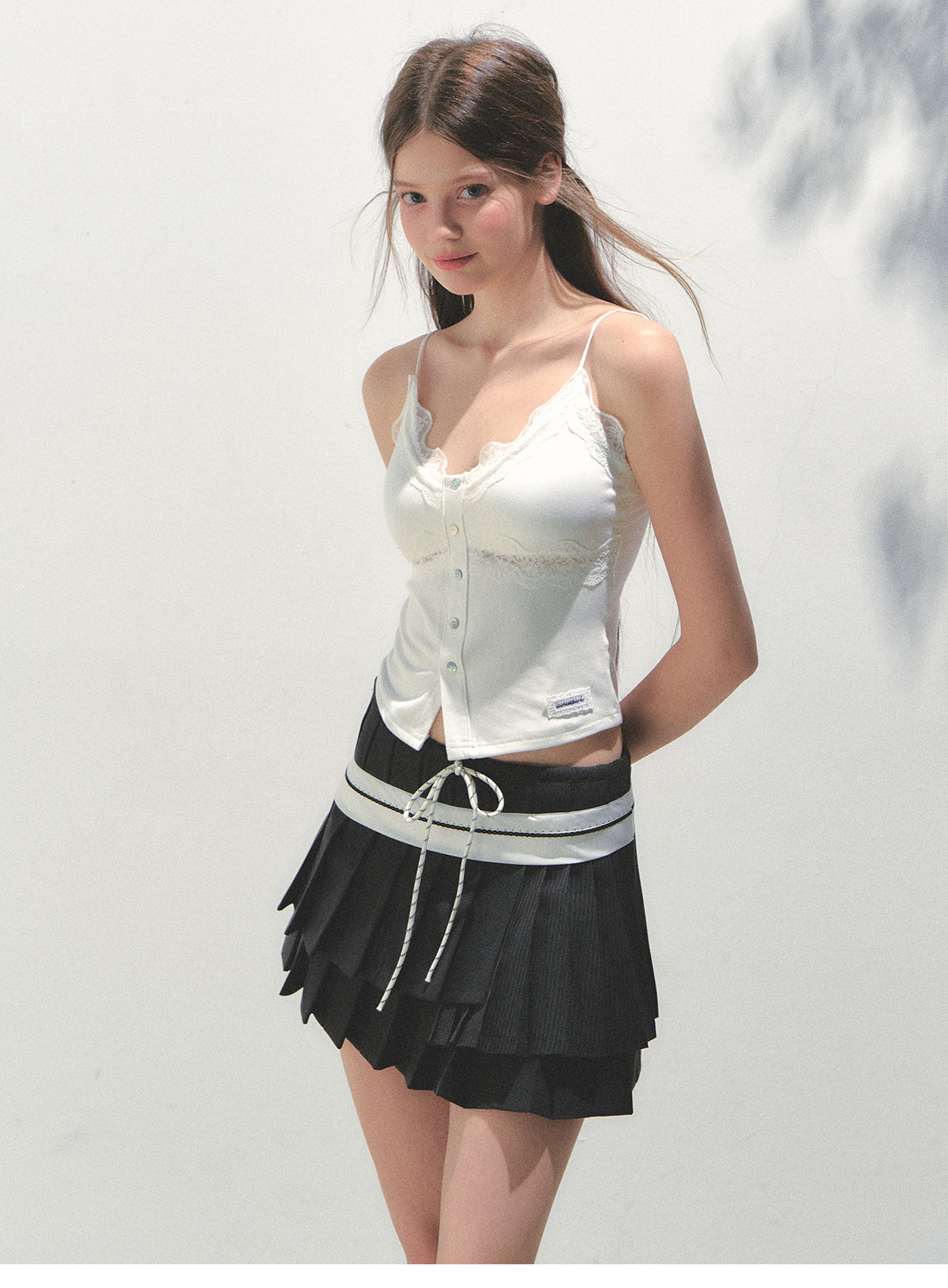 Lace Detail Button-Front Padded Bra Top