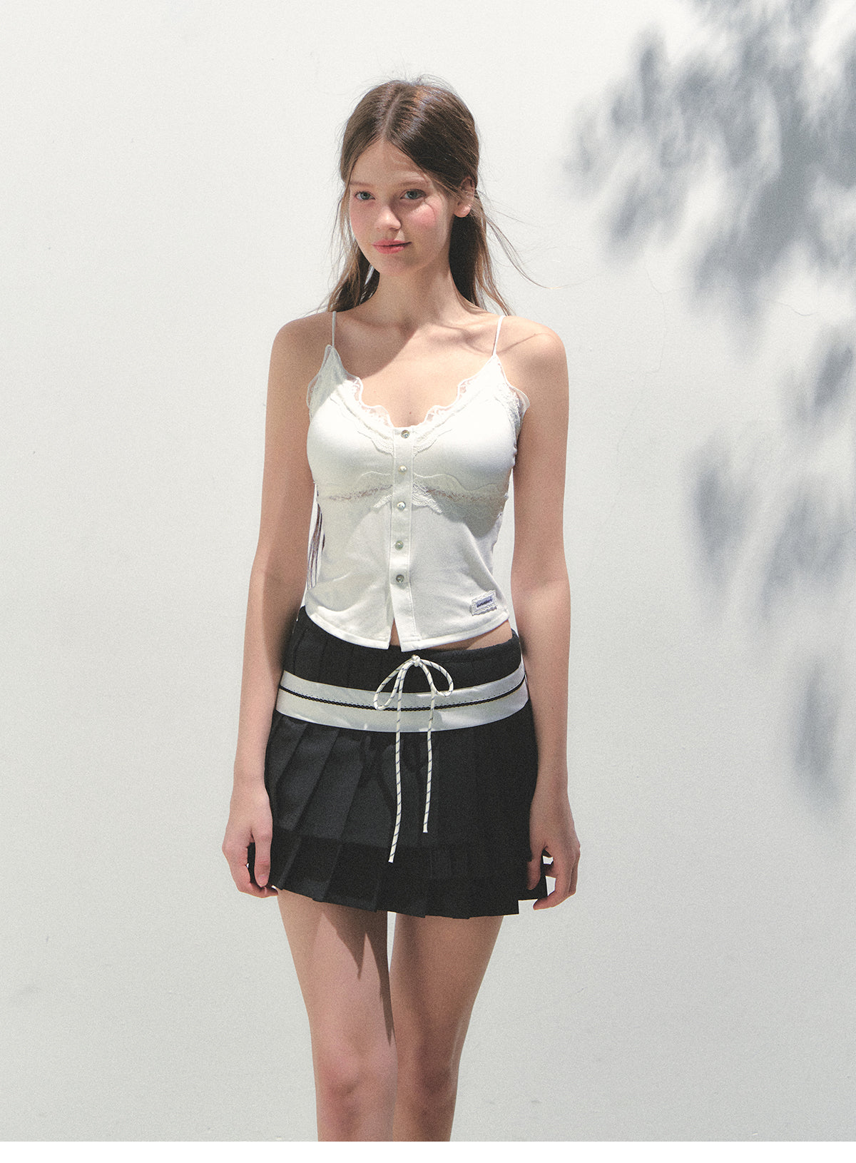 Lace Detail Button-Front Padded Bra Top
