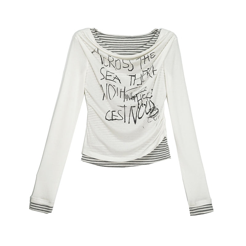 Punk Print Striped Layered Tee