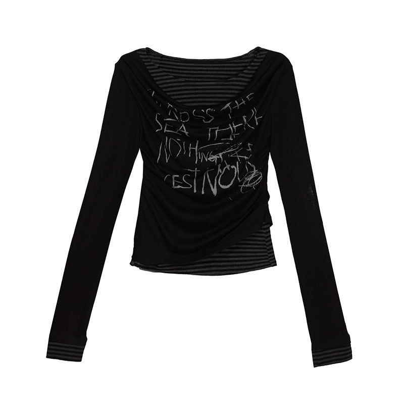 Punk Print Striped Layered Tee