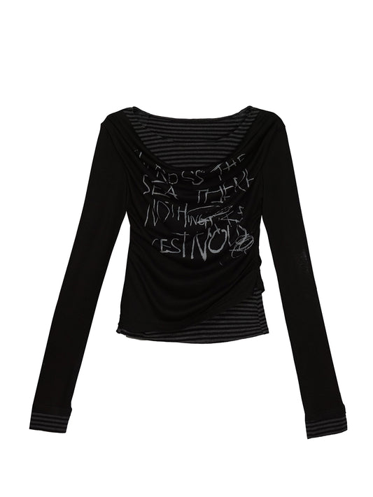 Punk Print Striped Layered Tee