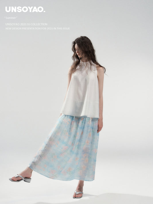 Floral Embroidered Sheer Maxi Skirt