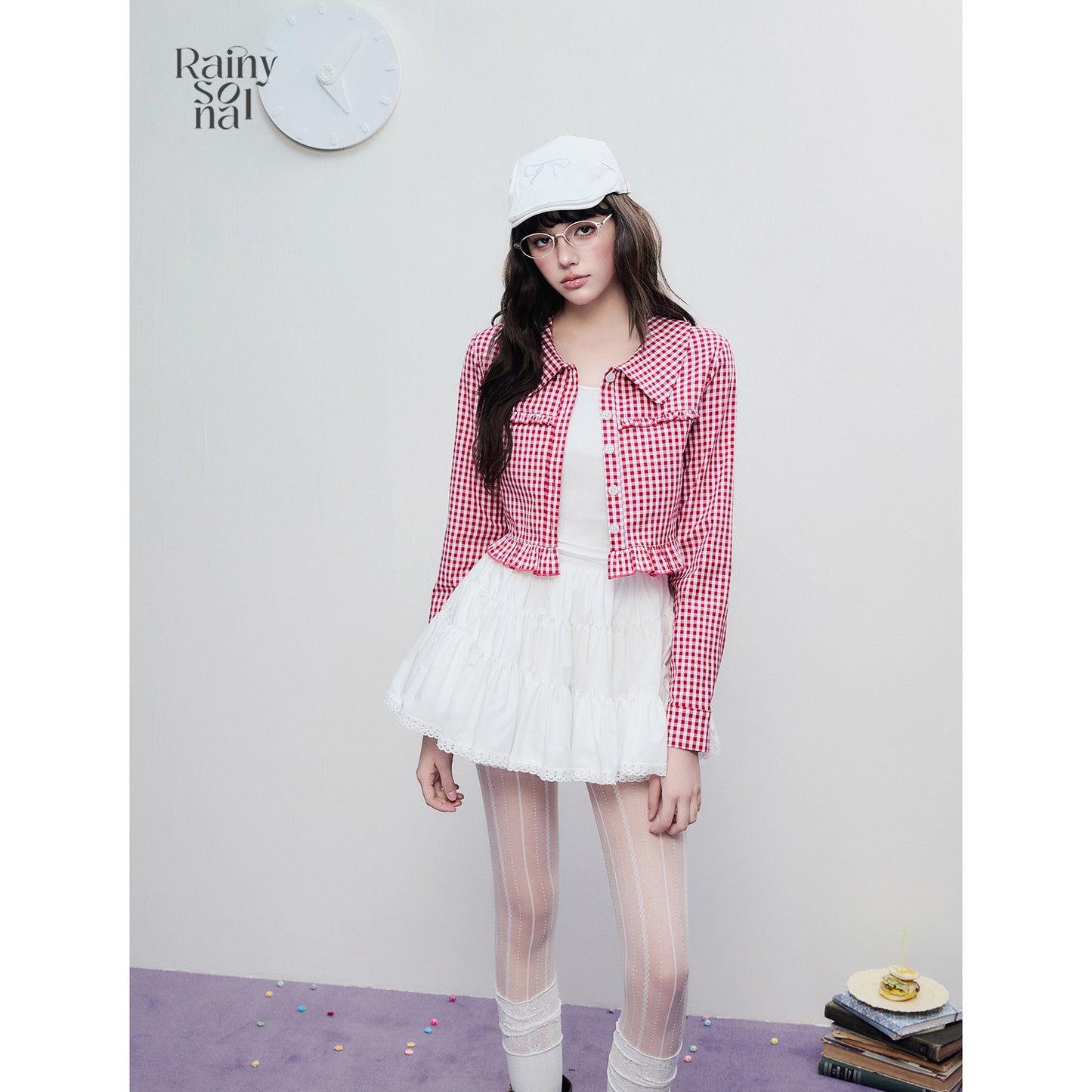 Gingham-Check Cropped Cotton Jacket