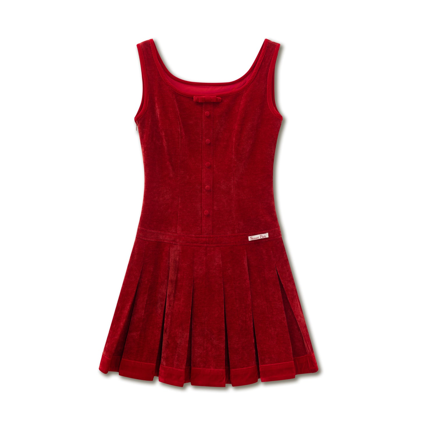 Sleeveless Velvet Pleated Mini Dress