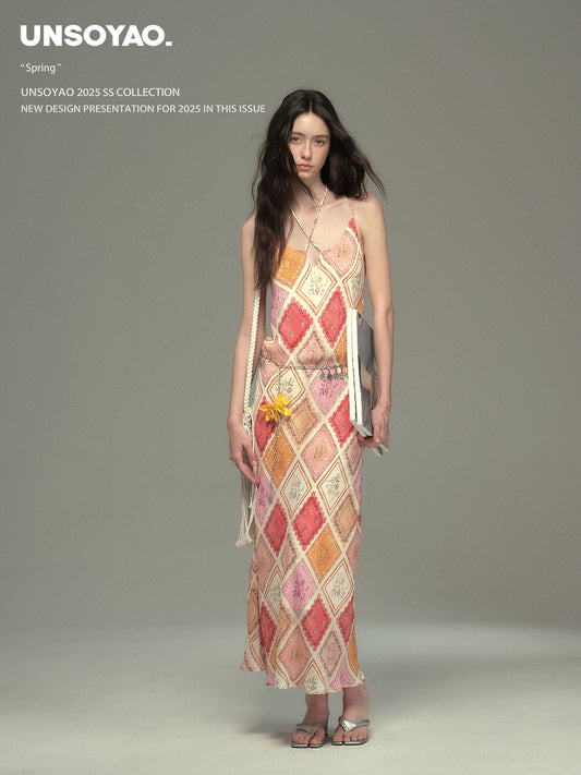 Boho Floral Slip Dress With Convertible Halter Strap