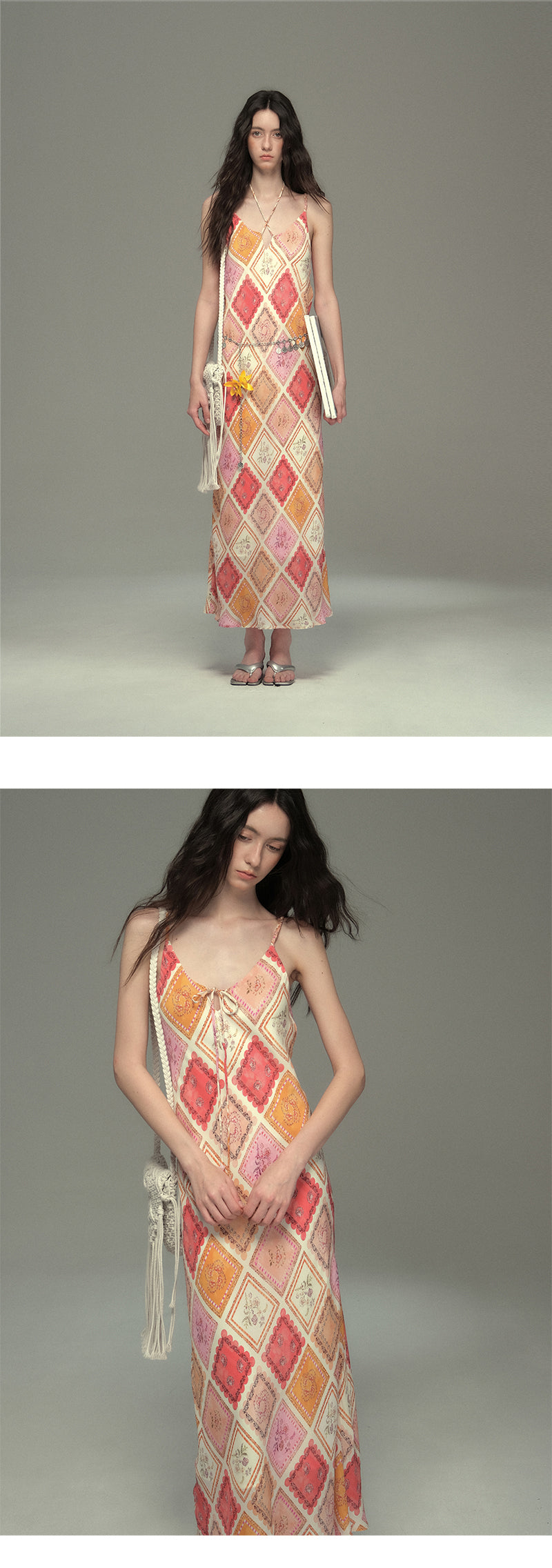 Boho Floral Slip Dress With Convertible Halter Strap