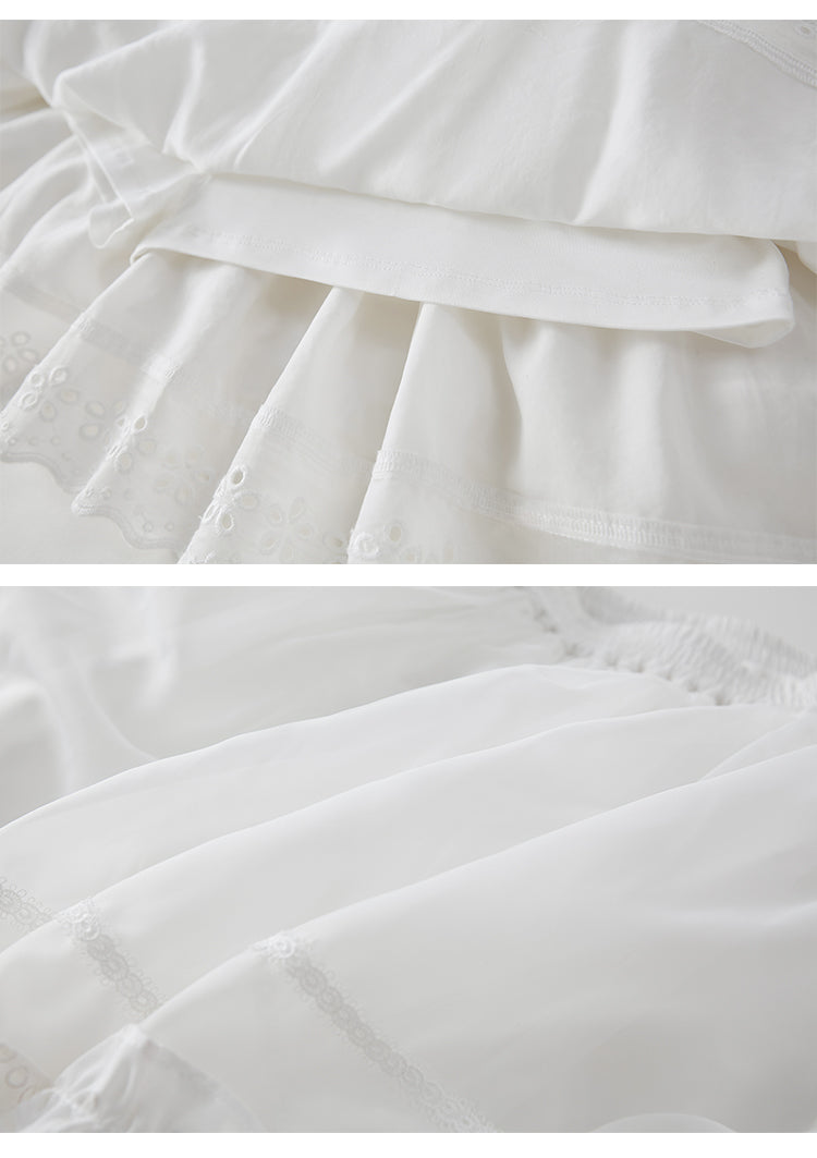 Voluminous Ruffled Skirt With Lace Trim