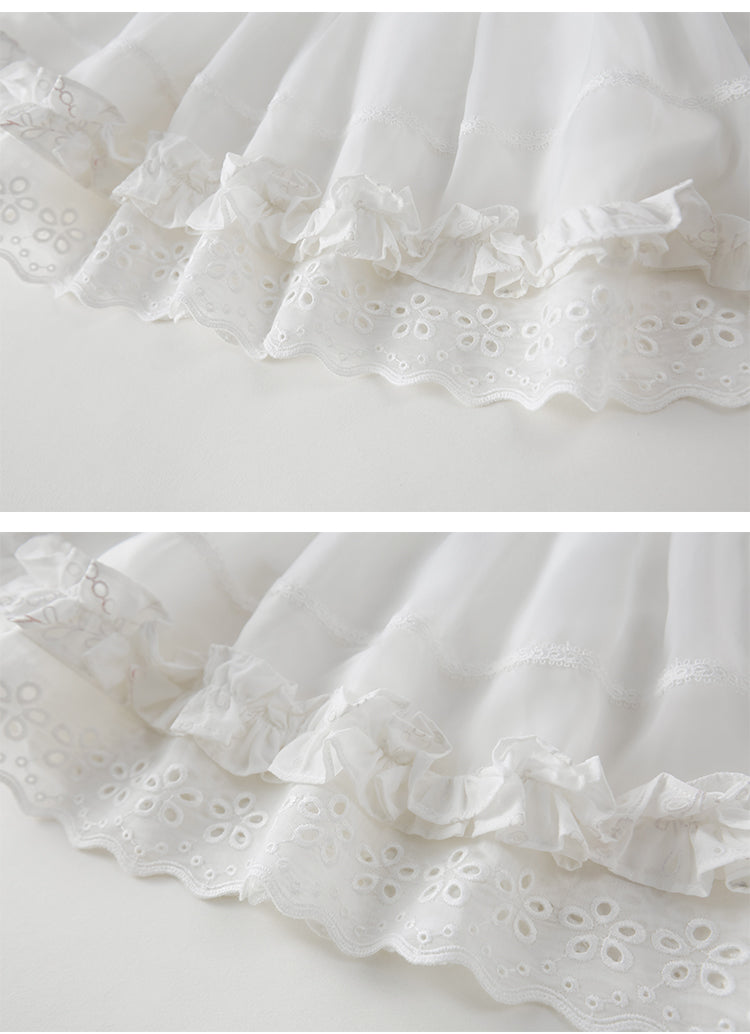 Voluminous Ruffled Skirt With Lace Trim