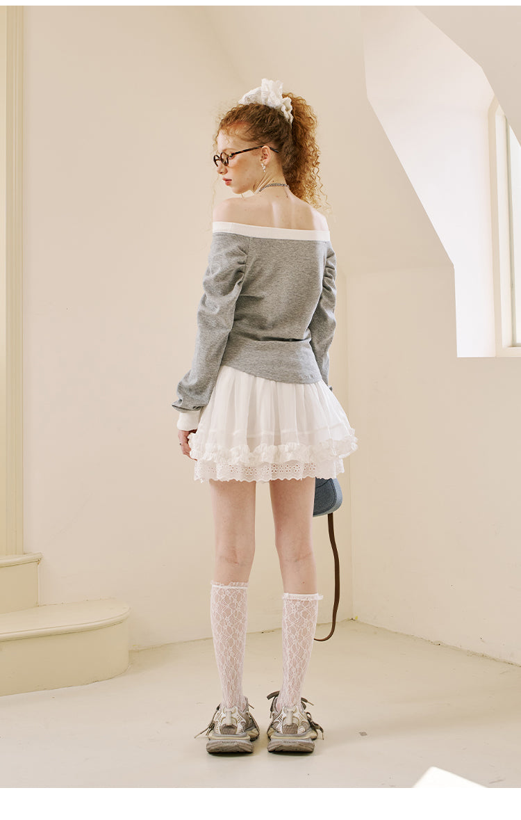 Voluminous Ruffled Skirt With Lace Trim