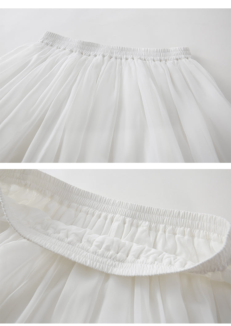Voluminous Ruffled Skirt With Lace Trim