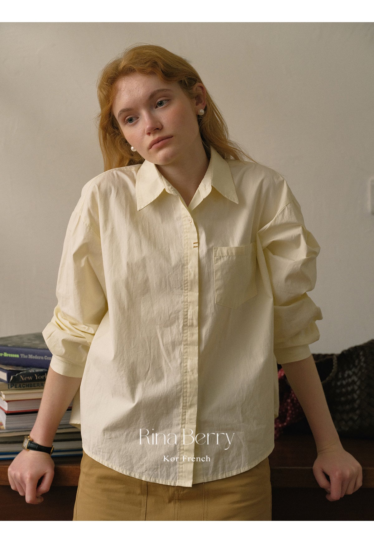 Classic Crisp Collared Cotton Shirt With Curved Hem