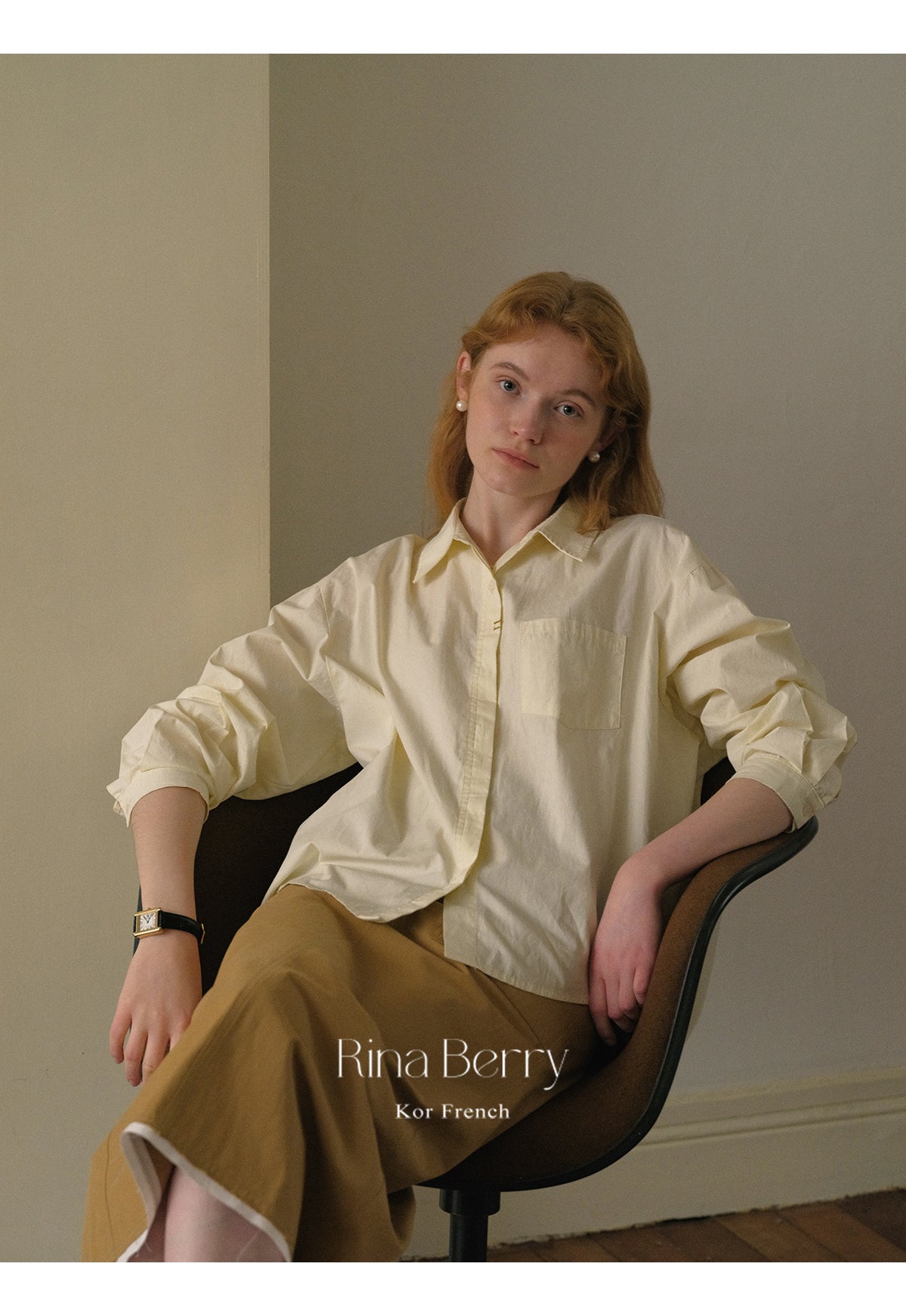 Classic Crisp Collared Cotton Shirt With Curved Hem