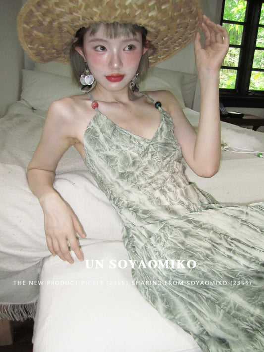 Open Back Beaded Strap Dress