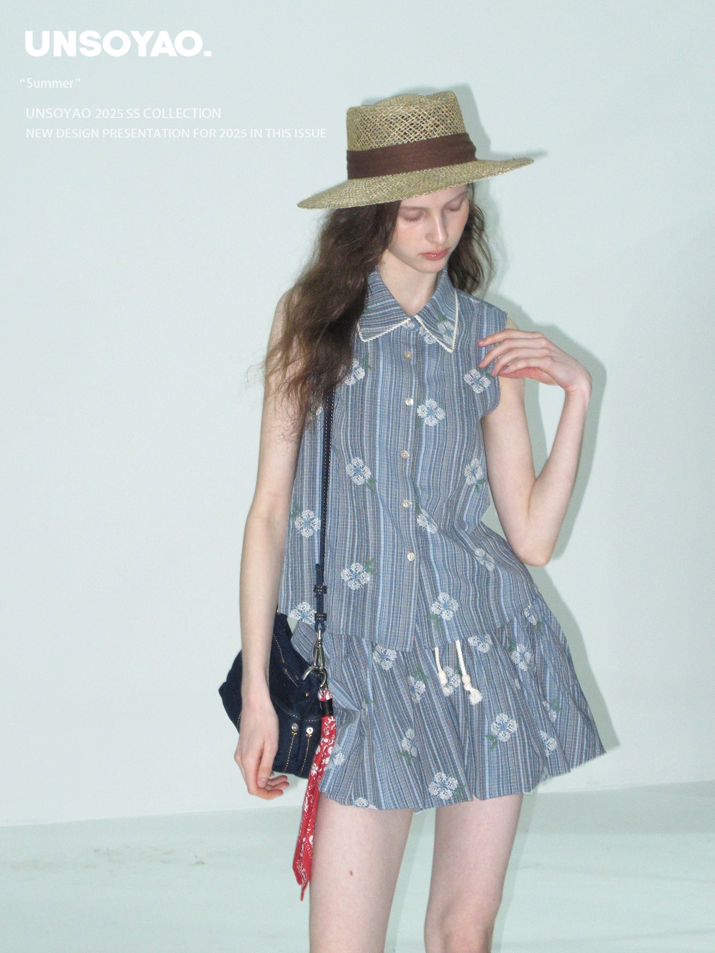 Floral Embroidered Striped Shirt & Bubble Skort