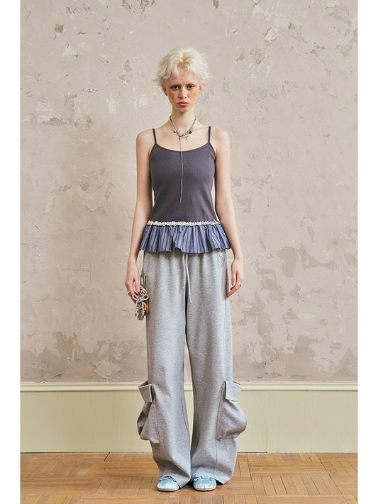 Contrast Sequined Striped Hem Camisole Top