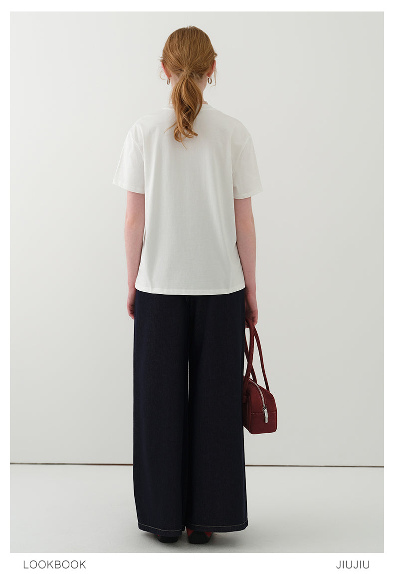 Line Art Cotton Print T-Shirt