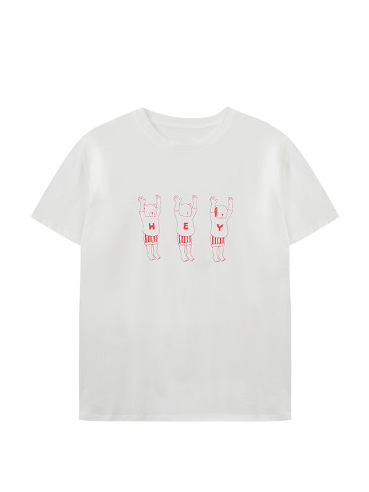 Line Art Cotton Print T-Shirt