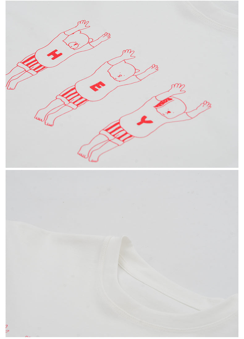 Line Art Cotton Print T-Shirt