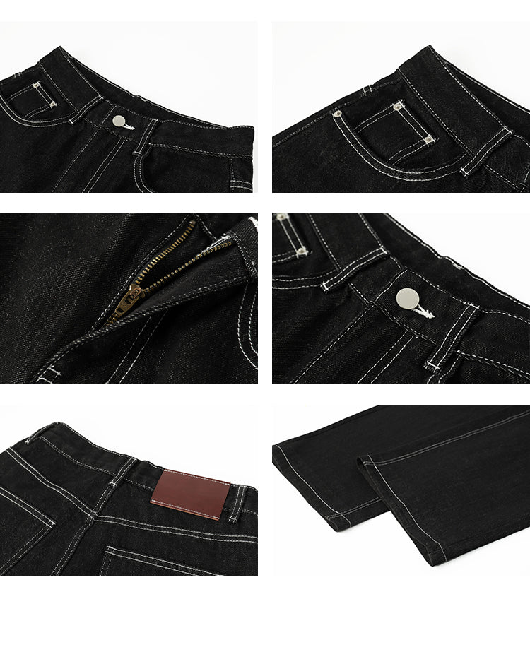 Straight-Leg Jeans With Contrast Stitching