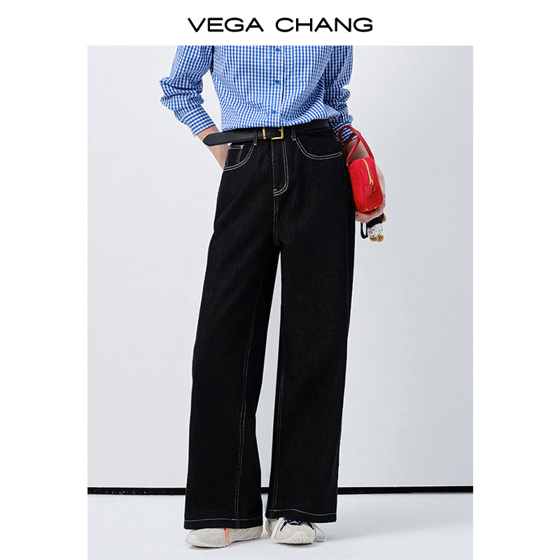 Straight-Leg Jeans With Contrast Stitching