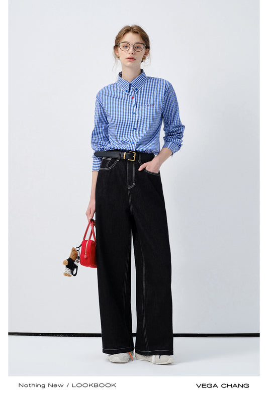 Straight-Leg Jeans With Contrast Stitching