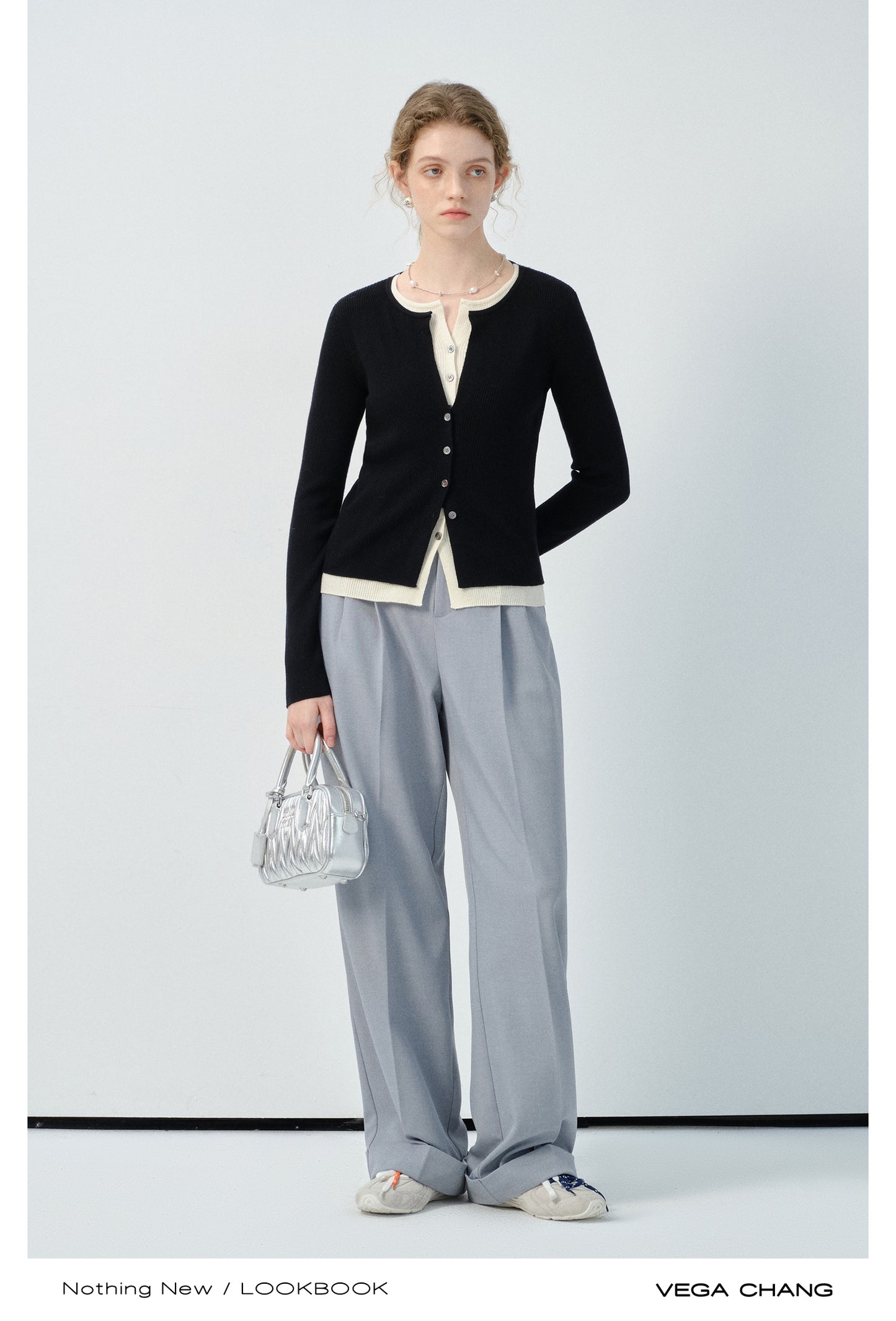 Contrast Colored Overlay Fitted Knit Top