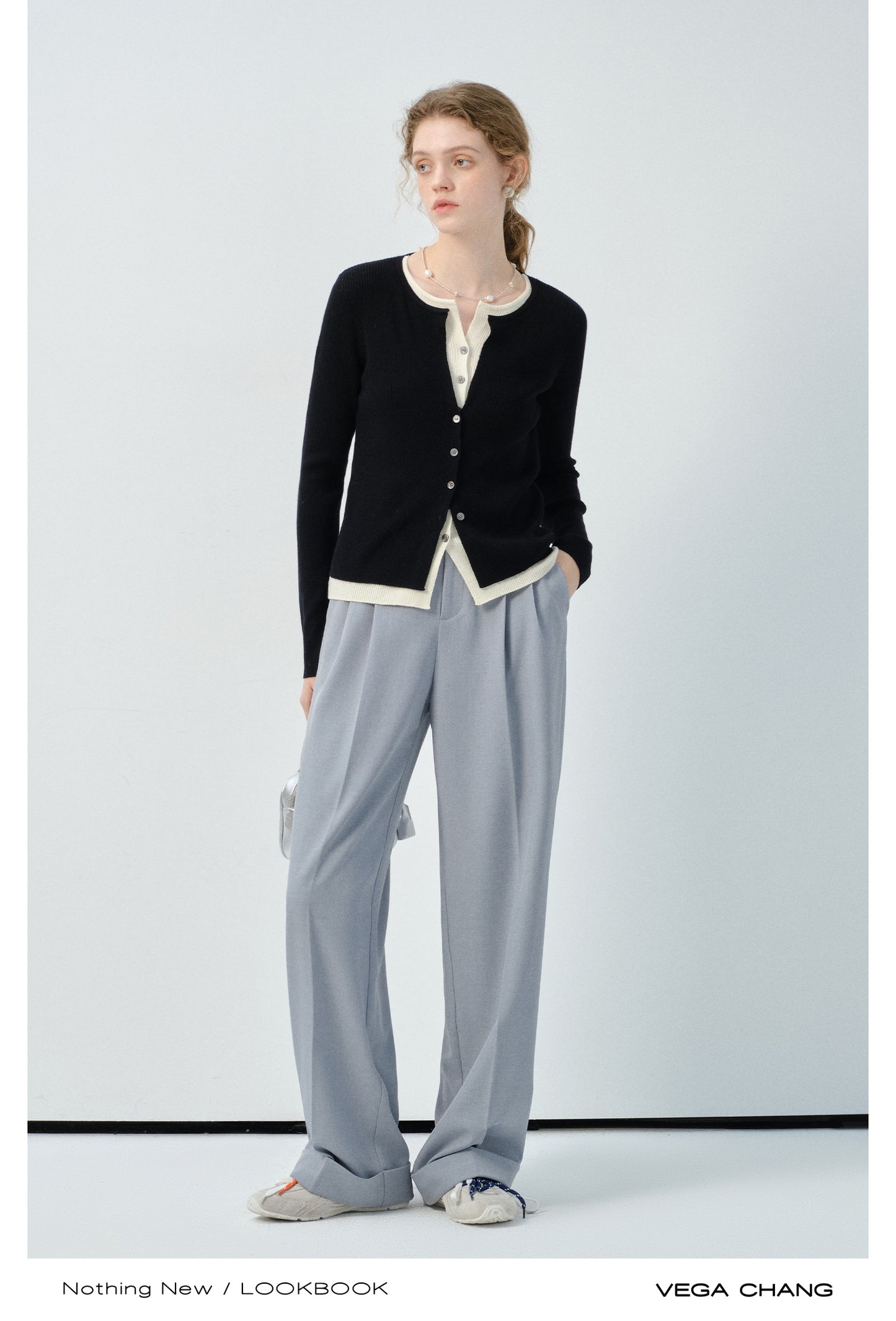 Contrast Colored Overlay Fitted Knit Top
