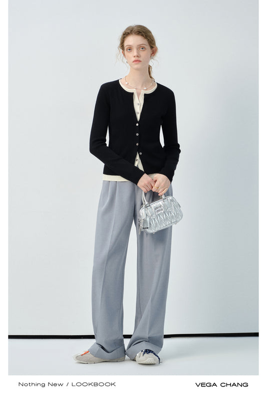 Contrast Colored Overlay Fitted Knit Top