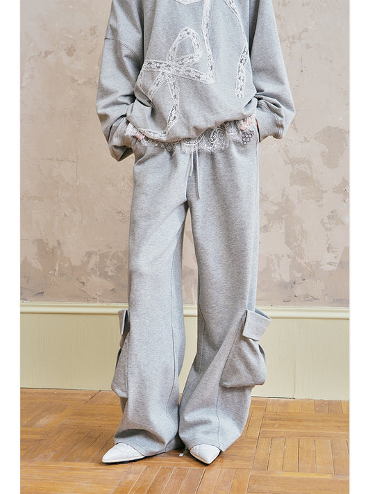 Wide-Leg Sweatpants With Large Hem Pocket