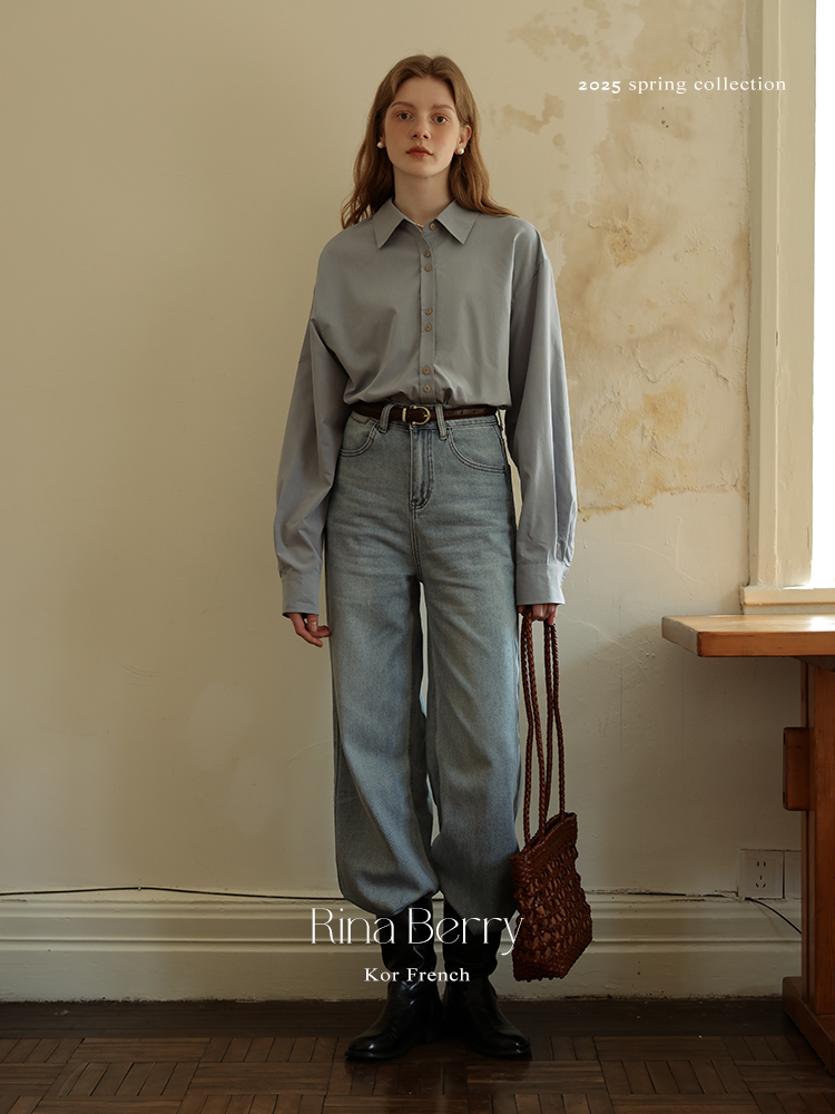 High-Rise Washed Straight Jeans