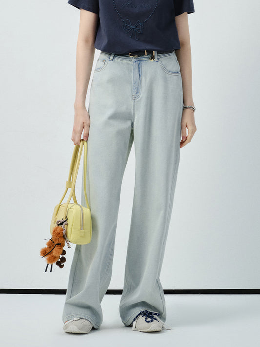 High-Waisted Light Wash Jeans