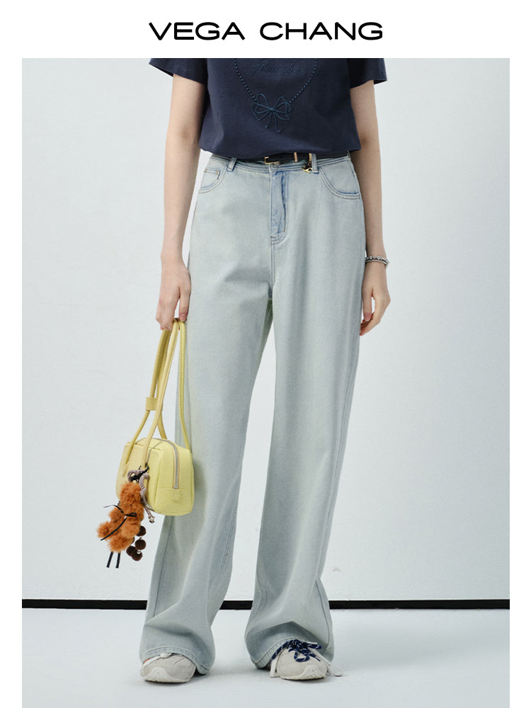 High-Waisted Light Wash Jeans