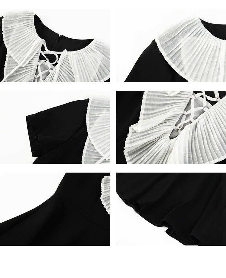 Victorian-Inspired Contrast Bib Dress