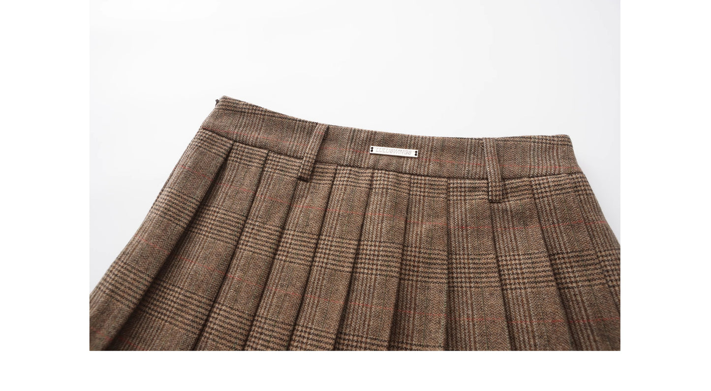 Retro College-Style Jacket And Pleated Mini