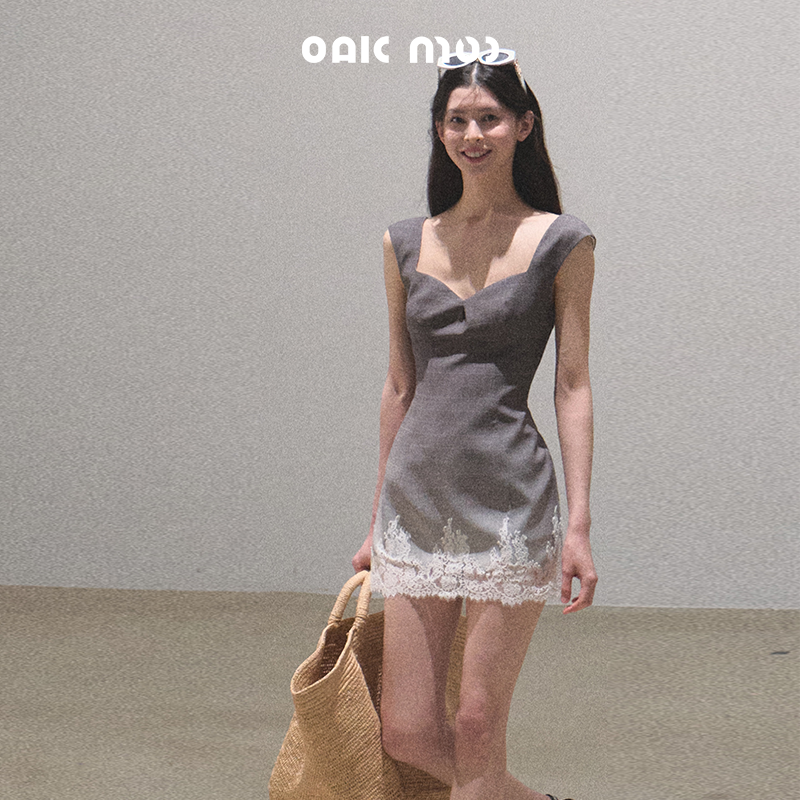 Lace Hem Sleeveless Chic Mini Dress