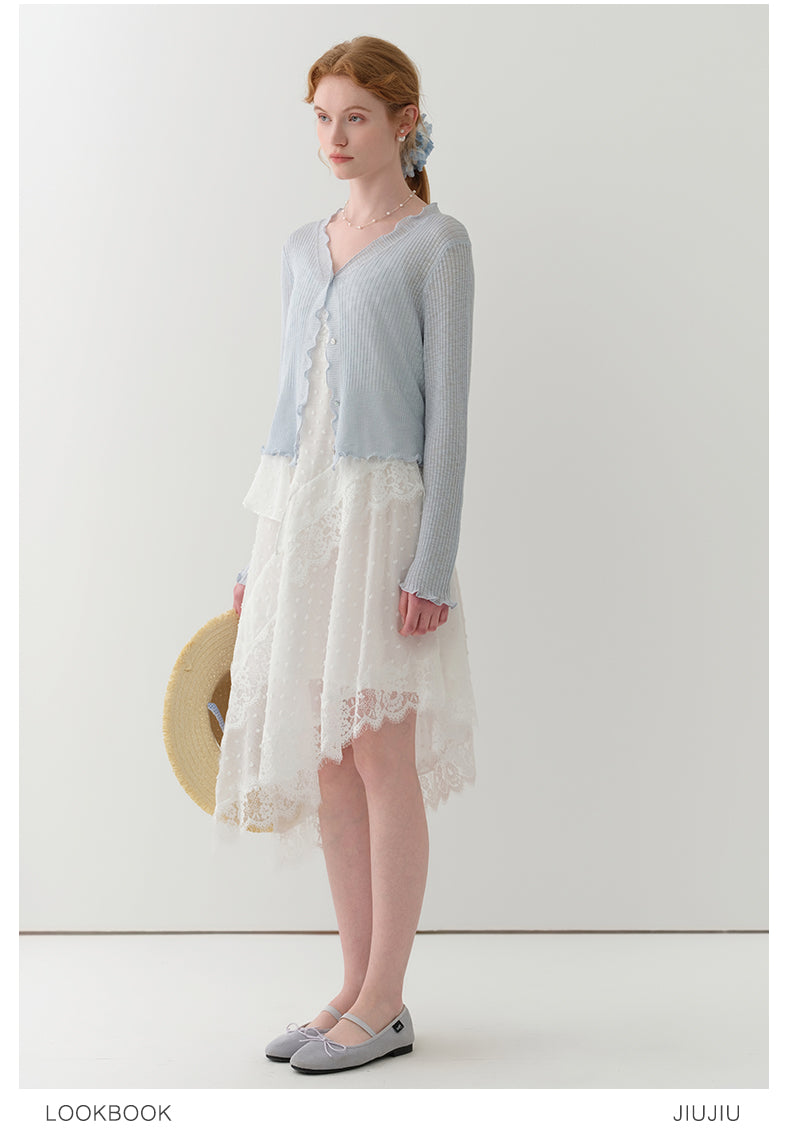 Lettuce Edge Lightweight Ribbed Cardigan