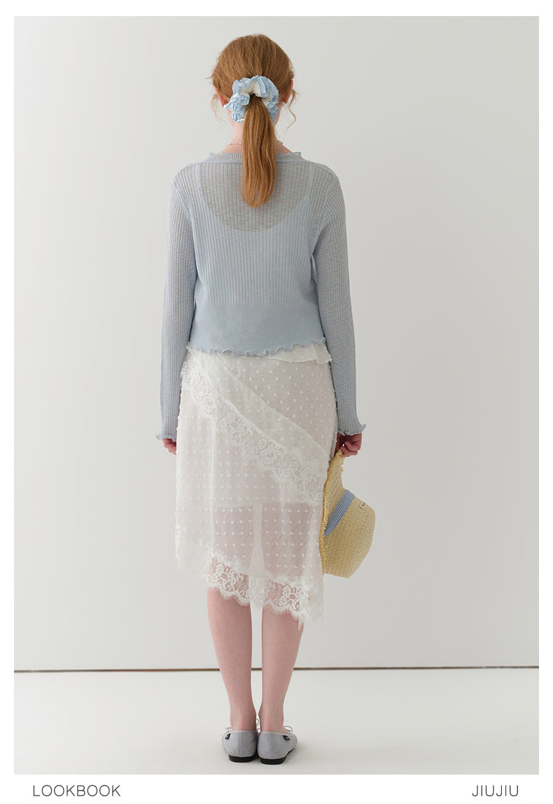Lettuce Edge Lightweight Ribbed Cardigan