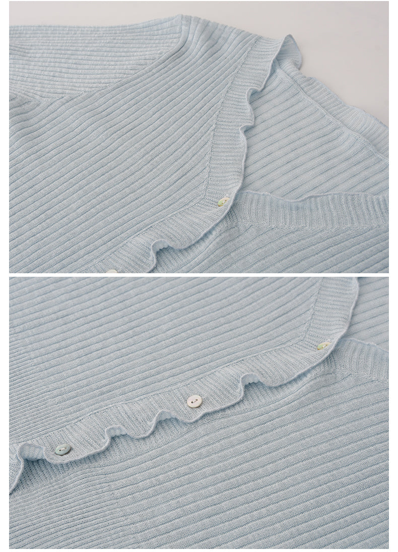 Lettuce Edge Lightweight Ribbed Cardigan