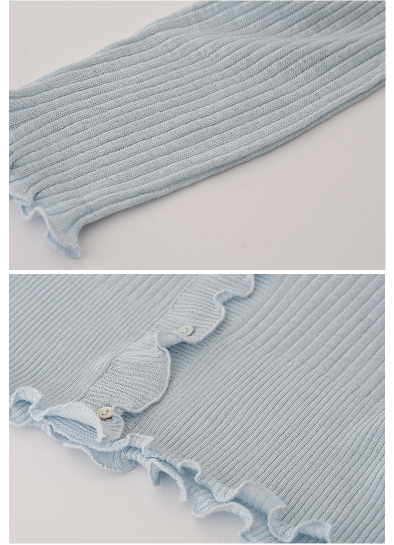 Lettuce Edge Lightweight Ribbed Cardigan
